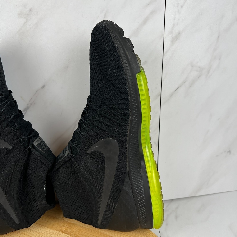 Nike Zoom All Out Flyknit Mens Size 10 Black Volt Running Shoes 844134-001 - Picture 6 of 12